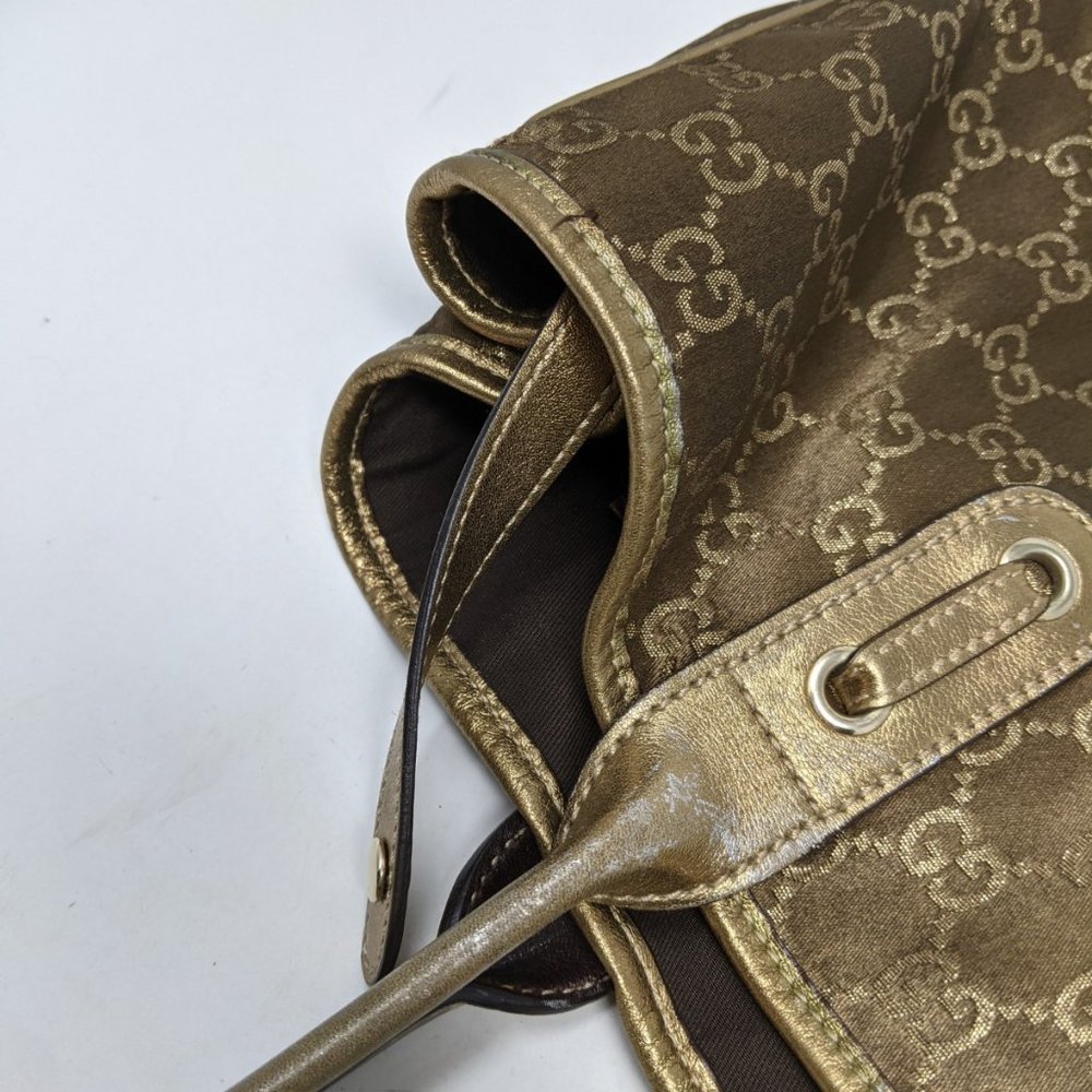 Gucci Tote Bag GG Canvas Light Brown Silk Satin - Picture 10 of 16